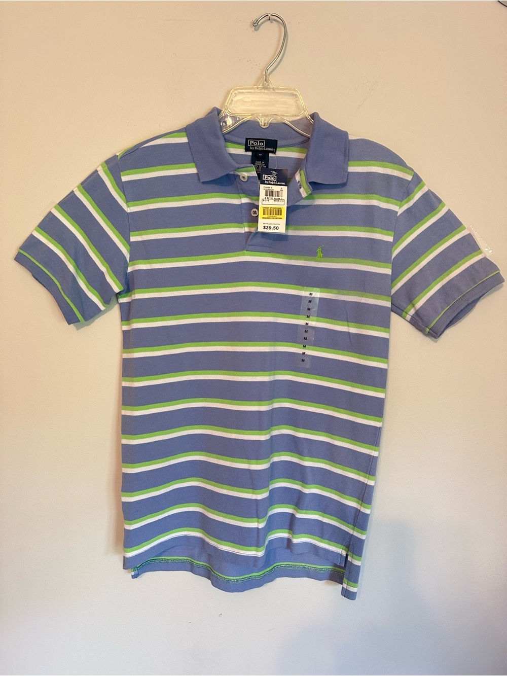 Ralph Lauren Lavender Polo with White & Lime Stripes